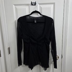 New York & Company Black Mesh Blouse